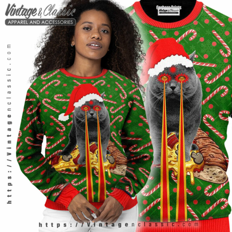 Pizza Cat With Laser Eyes Ugly Sweater Women Ugly Sweater Pizza Cat With Laser Eyes Ugly Sweater Women Ugly Sweater