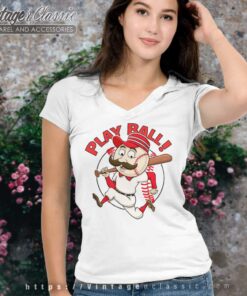 Play Ball Cincinnati Reds Mascot V Neck TShirt