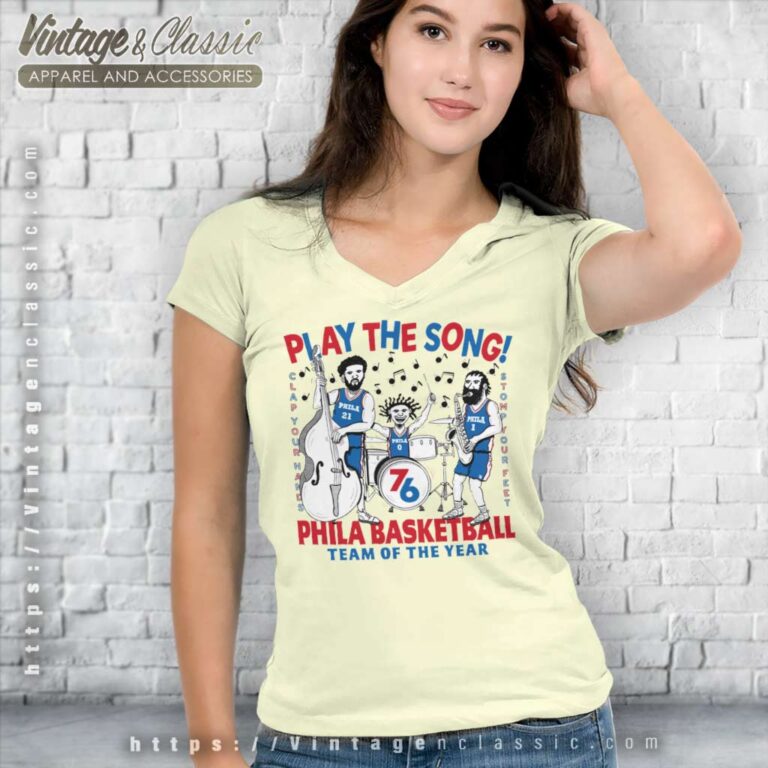 Play The Song Sixers Joel Embiid 76ers Phila V Neck TShirt Play The Song Sixers Joel Embiid 76ers Phila V Neck TShirt