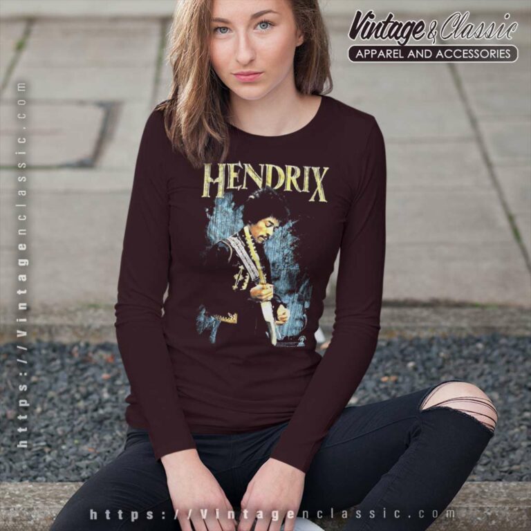 Playing Guitar Jimi Hendrix Music Long Sleeve Tee Playing Guitar Jimi Hendrix Music Long Sleeve Tee