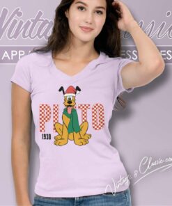 Pluto Santa Disney Christmas V Neck TShirt