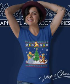 Pooh And Friends Winnie The Pooh Ugly Christmas V Neck TShirt