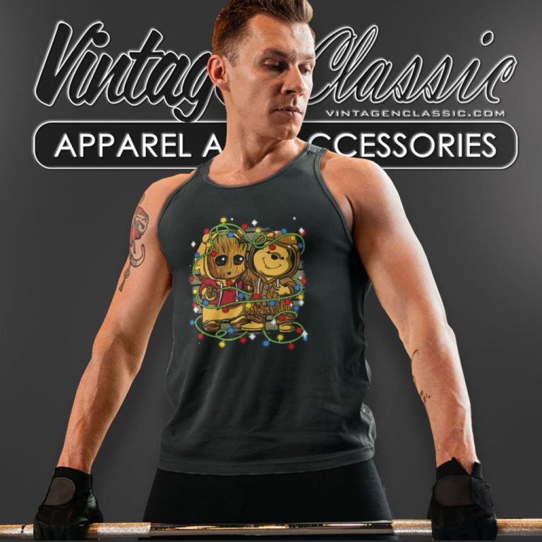 Pooh Bear And Friends Christmas Light Tank Top Racerback Pooh Bear And Friends Christmas Light Tank Top Racerback