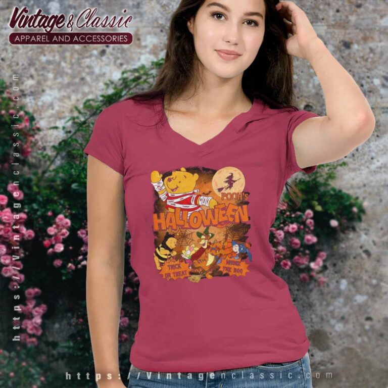 Pooh Halloween Trick Or Treat Shirt V Neck TShirt Pooh Halloween Trick Or Treat Shirt V Neck TShirt