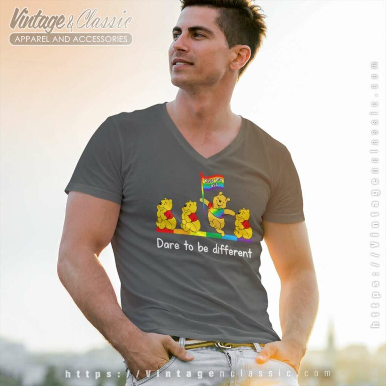 Pooh Kiss My Ass Dare To Be Different V Neck TShirt Pooh Kiss My Ass Dare To Be Different V Neck TShirt