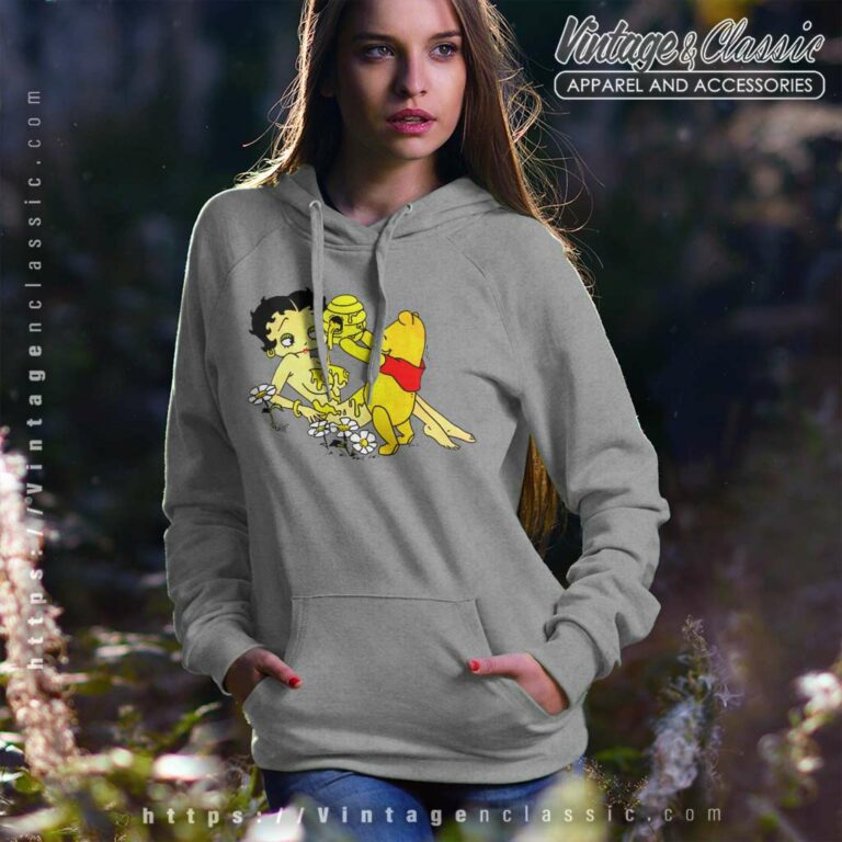Pooh Pouring Honey On Betty Boop Hoodie Pooh Pouring Honey On Betty Boop Hoodie