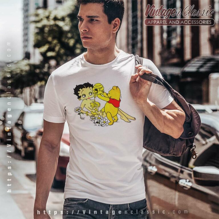 Pooh Pouring Honey On Betty Boop T Shirt Pooh Pouring Honey On Betty Boop T Shirt