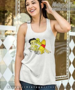 Pooh Pouring Honey On Betty Boop Tank Top Racerback