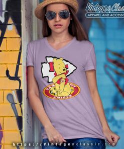 Pooh Tattoos Kansas City Chiefs Logo V Neck TShirt