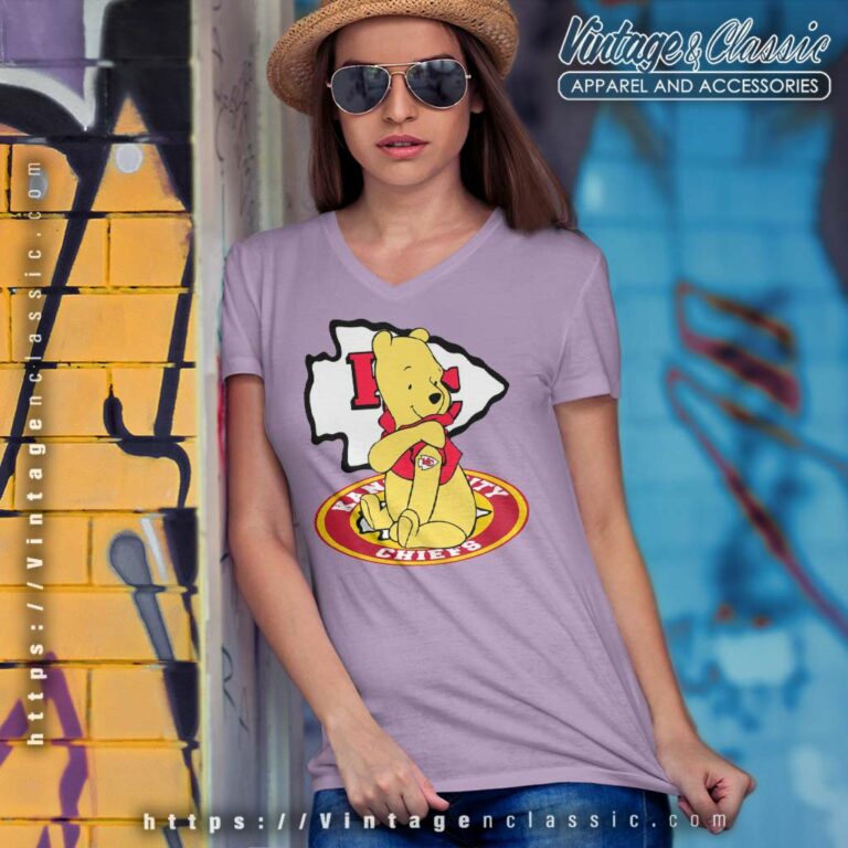 Pooh Tattoos Kansas City Chiefs Logo V Neck TShirt Pooh Tattoos Kansas City Chiefs Logo V Neck TShirt