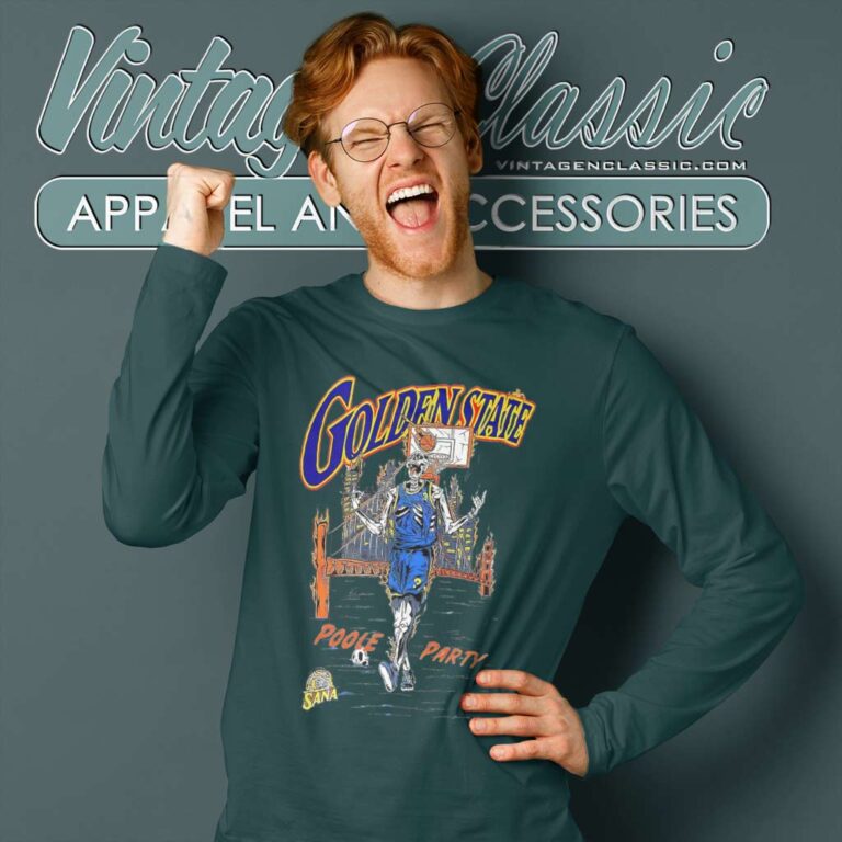 Poole Party Skullcap Shirt Golden State Warriors Long Sleeve Tee Poole Party Skullcap Shirt Golden State Warriors Long Sleeve Tee