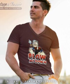 Popeye Blow Me Down Vintage V Neck TShirt