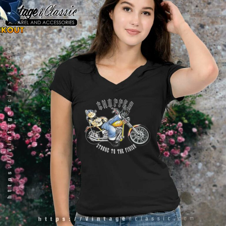Popeye Motorcycle Chopper V Neck TShirt Popeye Motorcycle Chopper V Neck TShirt