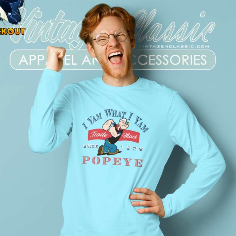 Popeye Shirt I Yam What I Yam Long Sleeve Tee Popeye Shirt I Yam What I Yam Long Sleeve Tee