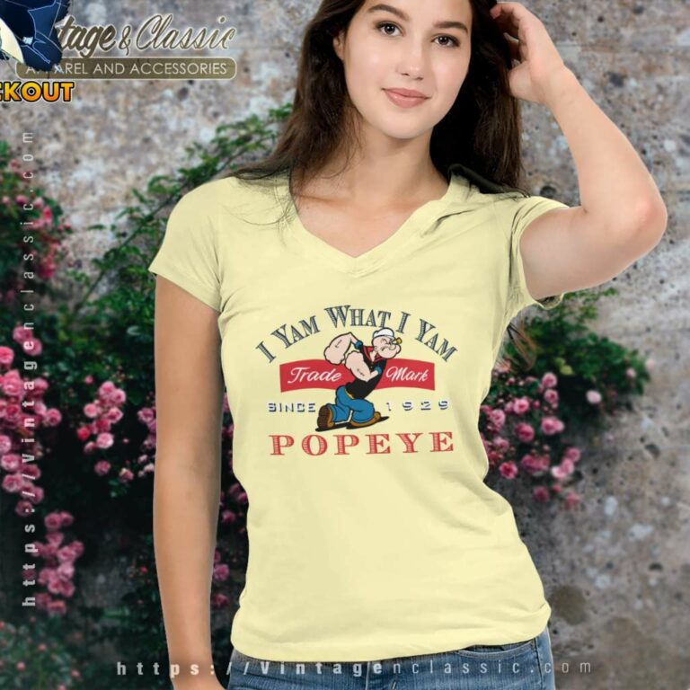 Popeye Shirt I Yam What I Yam V Neck TShirt Popeye Shirt I Yam What I Yam V Neck TShirt