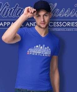 Portland Basketball Team All Time Legends Shirt Portland City Skyline V Neck TShirt