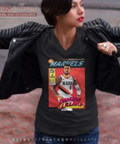 Portland Trail Blazers Damian Lillard Poster V Neck TShirt