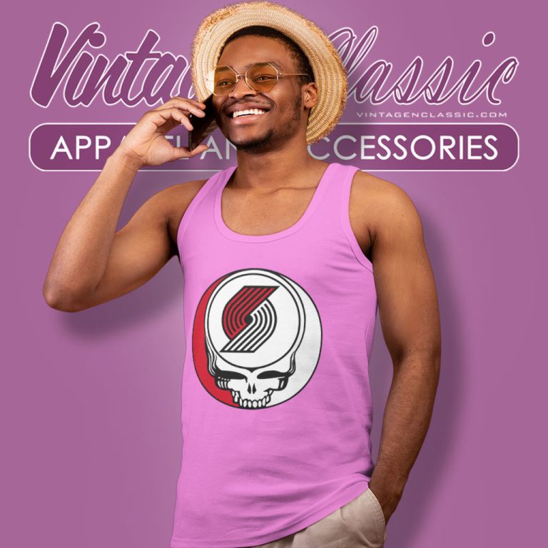 Portland Trail Blazers Grateful Dead Steal Your Face Tank Top Racerback Portland Trail Blazers Grateful Dead Steal Your Face Tank Top Racerback