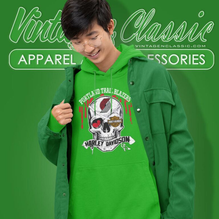Portland Trail Blazers Harley Davidson Skull Hoodie Portland Trail Blazers Harley Davidson Skull Hoodie