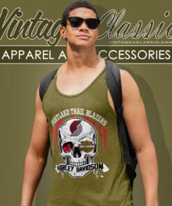 Portland Trail Blazers Harley Davidson Skull Tank Top Racerback