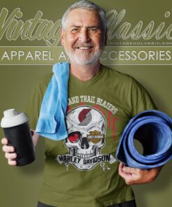 Portland Trail Blazers Harley Davidson Skull V Neck TShirt