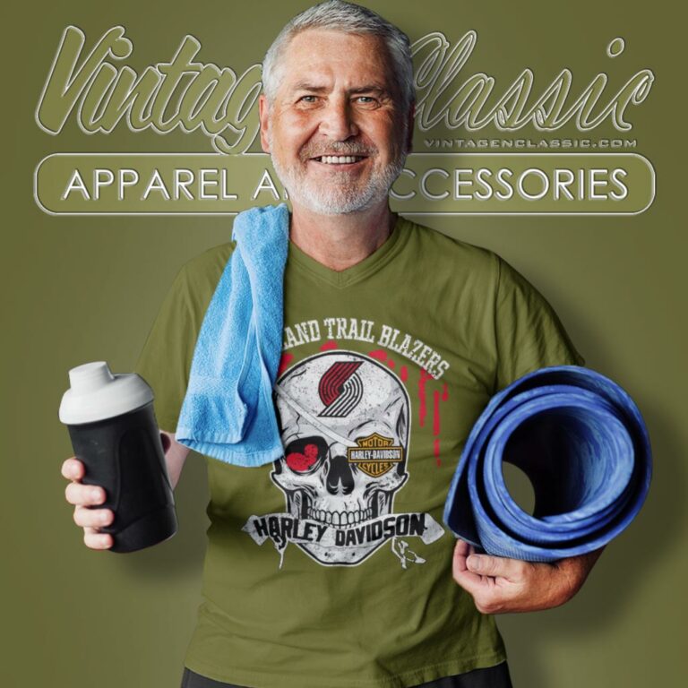 Portland Trail Blazers Harley Davidson Skull V Neck TShirt Portland Trail Blazers Harley Davidson Skull V Neck TShirt