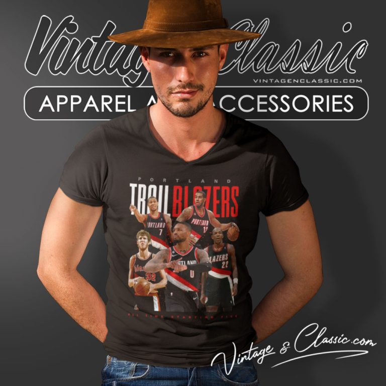 Portland Trail Blazers Shirt All Time Starting Five 2023 V Neck TShirt Portland Trail Blazers Shirt All Time Starting Five 2023 V Neck TShirt