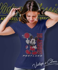 Portland Trail Blazers Shirt Junk Food Disney Vintage Mickey Baller V Neck TShirt
