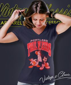 Portland Trail Blazers Shirt Junk Food Team Mickey Squad V Neck TShirt