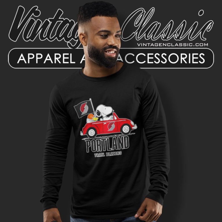 Portland Trail Blazers Shirt Snoopy Dog Driving Car Long Sleeve Tee Portland Trail Blazers Shirt Snoopy Dog Driving Car Long Sleeve Tee