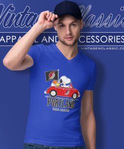 Portland Trail Blazers Shirt Snoopy Dog Driving Car V Neck TShirt