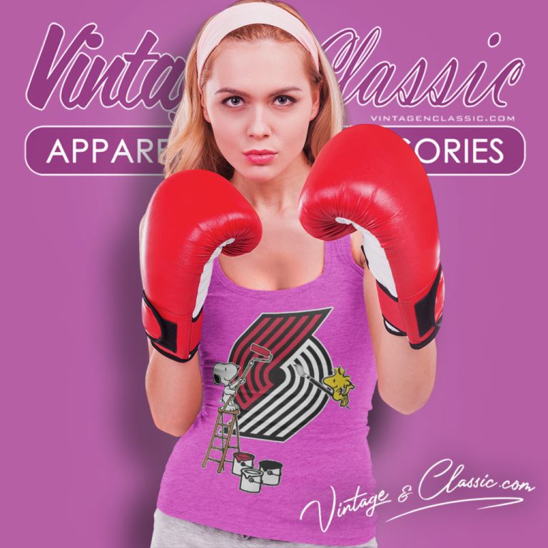 Portland Trail Blazers Snoopy And Woodstock Painting Logo Tank Top Racerback Portland Trail Blazers Snoopy And Woodstock Painting Logo Tank Top Racerback