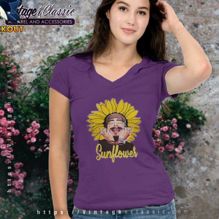 Post Malone Sunflower V Neck TShirt Post Malone Sunflower V Neck TShirt