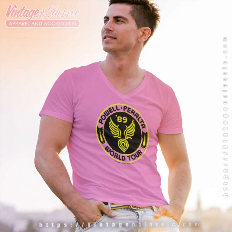 Powell Peralta World Tour 89 Thrasher V Neck TShirt Powell Peralta World Tour 89 Thrasher V Neck TShirt