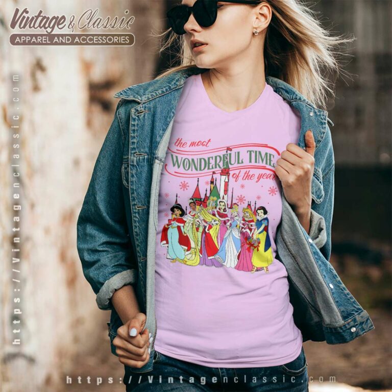 Princess Christmas Walt Disney V Neck TShirt Princess Christmas Walt Disney V Neck TShirt