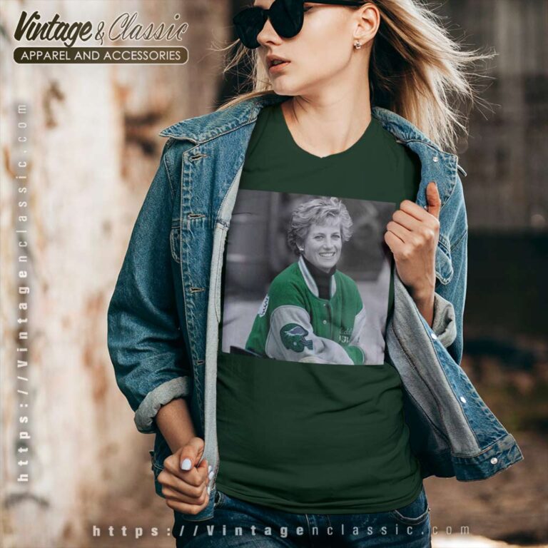 Princess Diana Wearing Philadelphia Eagles Jacket V Neck TShirt Princess Diana Wearing Philadelphia Eagles Jacket V Neck TShirt