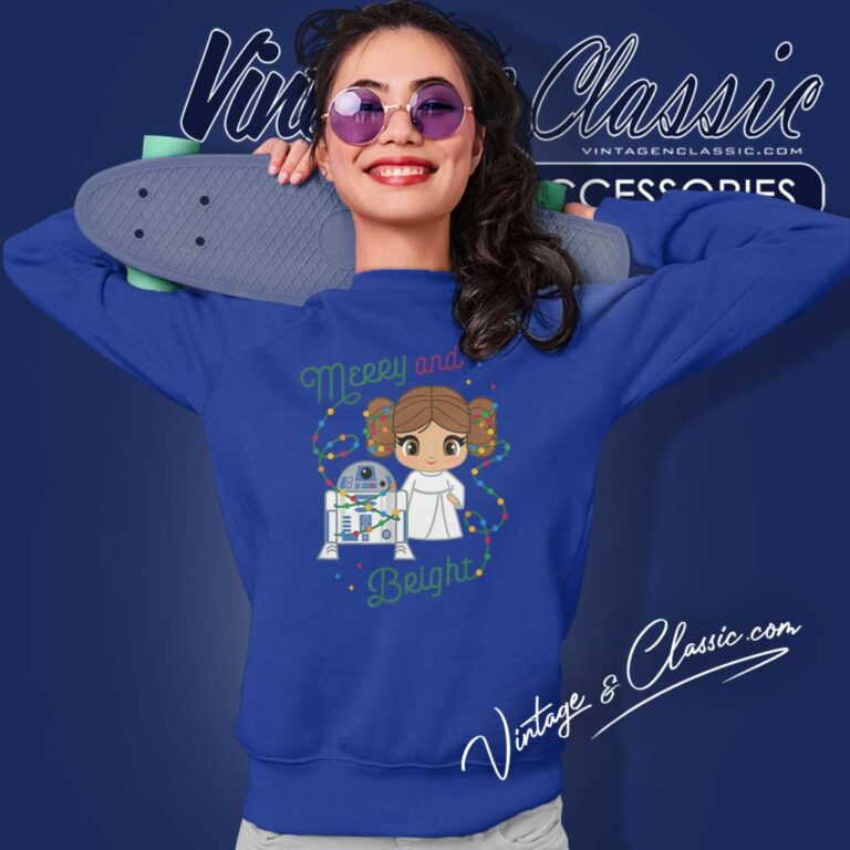 Princess Leia R2 D2 Star Wars Merry Christmas Sweatshirt Princess Leia R2 D2 Star Wars Merry Christmas Sweatshirt