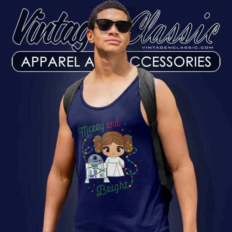 Princess Leia R2 D2 Star Wars Merry Christmas Tank Top Racerback Princess Leia R2 D2 Star Wars Merry Christmas Tank Top Racerback