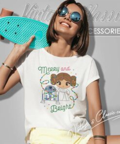 Princess Leia R2 D2 Star Wars Merry Christmas Women TShirt