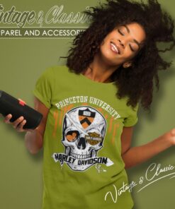 Princeton University Harley Davidson Skull Women T Shirt