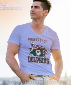 Property Of Dolphins Looney Tunes V Neck TShirt