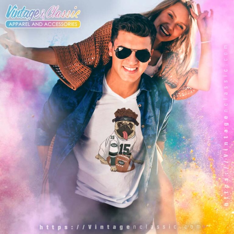 Pug New York Jets Football V Neck TShirt Pug New York Jets Football V Neck TShirt