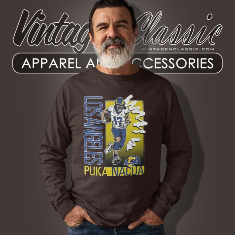 Puka Nacua Los Angeles Rams Homage Caricature Player Long Sleeve Tee Puka Nacua Los Angeles Rams Homage Caricature Player Long Sleeve Tee