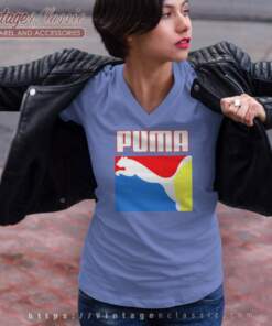 Puma Graphic Box Logo V Neck TShirt