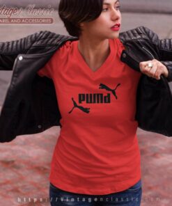 Puma Logo Rosavecina V Neck TShirt