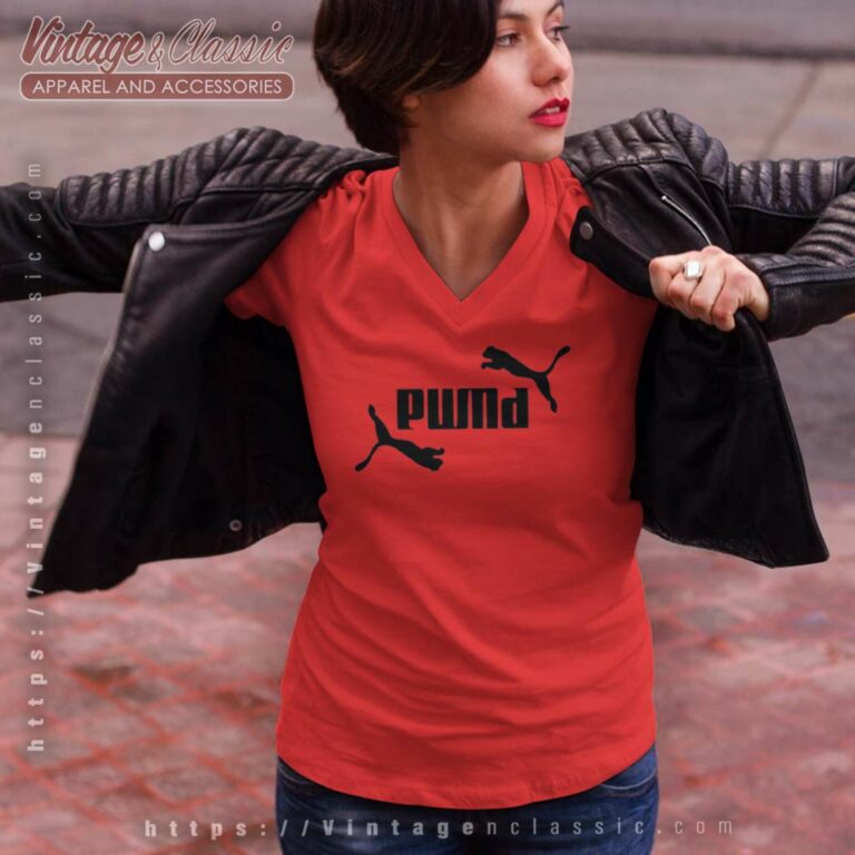 Puma Logo Rosavecina V Neck TShirt Puma Logo Rosavecina V Neck TShirt