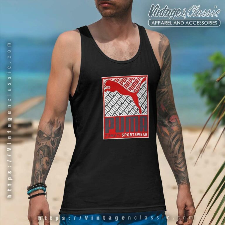 Puma Mens Crosswise Box Logo Tank Top Racerback Puma Mens Crosswise Box Logo Tank Top Racerback