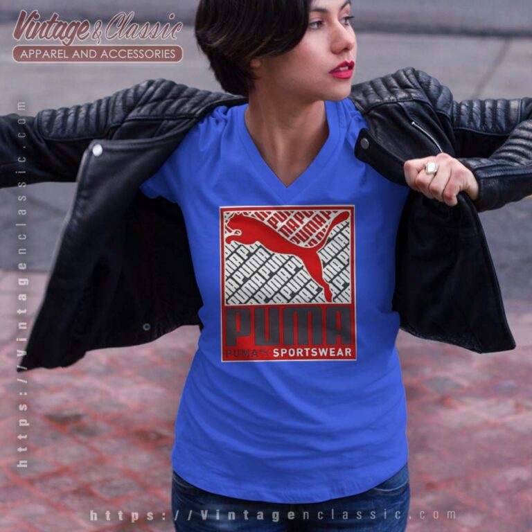 Puma Mens Crosswise Box Logo V Neck TShirt Puma Mens Crosswise Box Logo V Neck TShirt