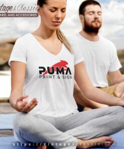 Puma Print And Sign V Neck TShirt