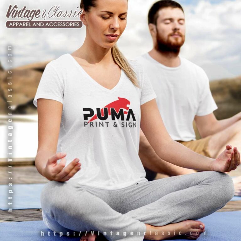 Puma Print And Sign V Neck TShirt Puma Print And Sign V Neck TShirt